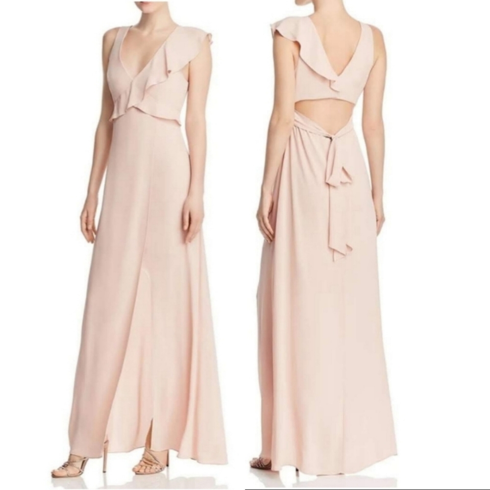 🔥BCBGMAXAZRIA Ruffled Geogette Cut-Out Back